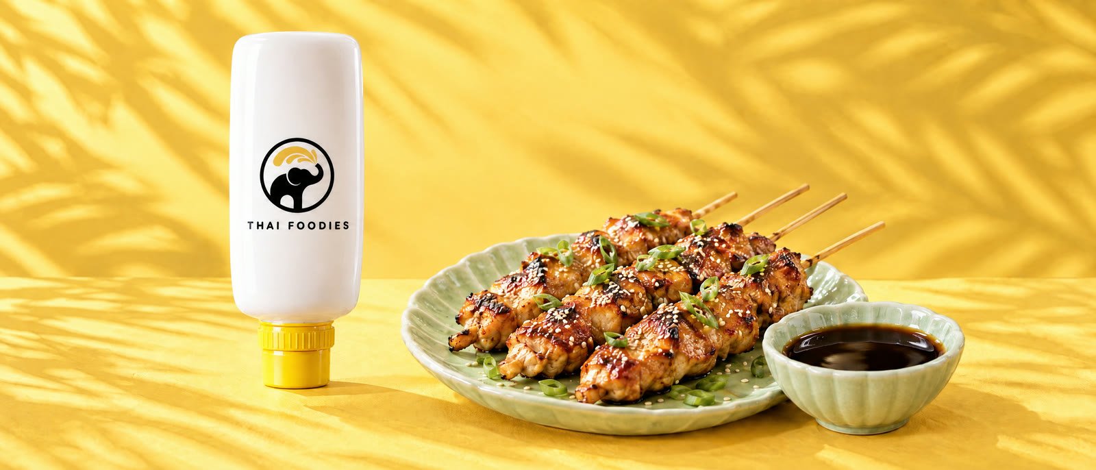 Thai Foodies soy sauce as a marinade on grilled chicken skewers